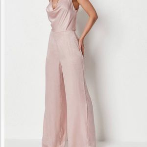 Champagne Jumpsuit 
Glossy, satin-style fabric